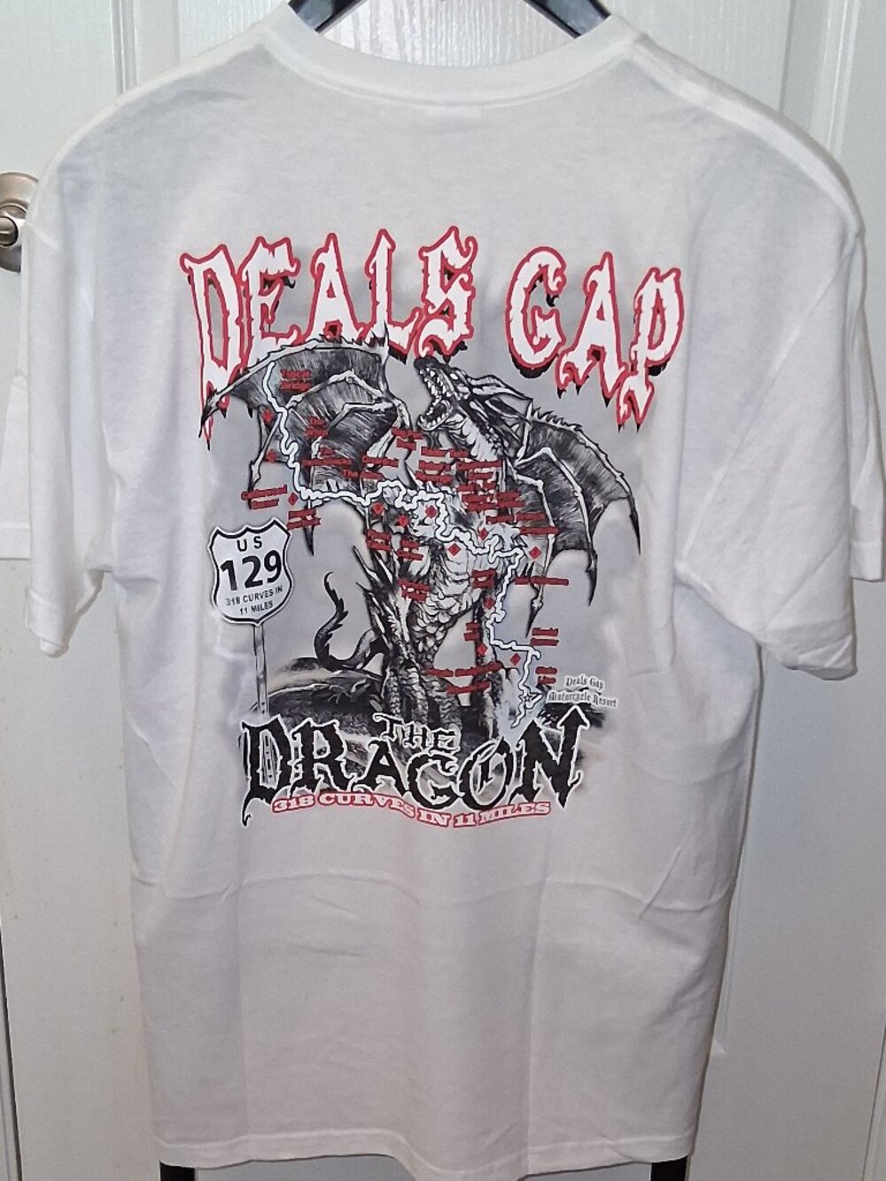 Vintage 90s Deals Gap Tail of the Dragon T-Shirt L Made in USA 318 Curves US 129 - Picture 3 of 7